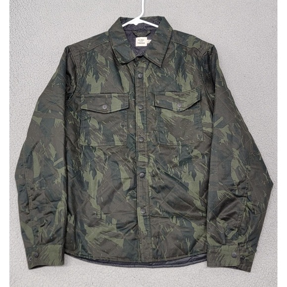 Flint Tinder Quilted Waxed Shirt Jacket Mens Medium Camo Green